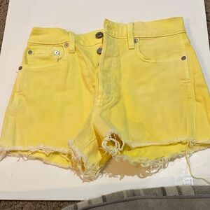 GAP Yellow Jean Shorts with Frayed Hem
